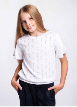 TopHat белый джемпер с коротким рукавом для девочки 21015